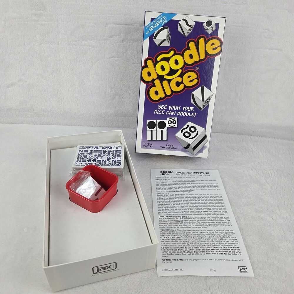 2005 Doodle Dice Game Jax COMPLETE Dice Card Game RARE Fast Shipping! - Picture 2 of 9